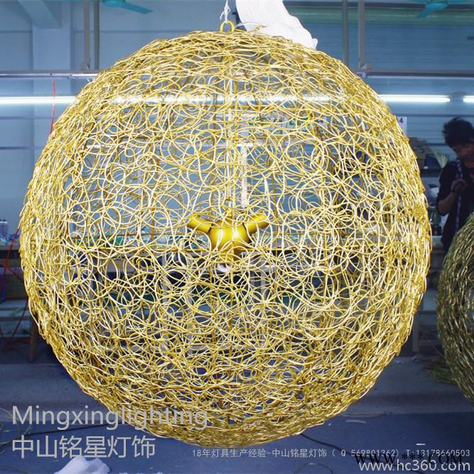 供應銘星創(chuàng)意藝術金色鋁線球吊燈書房吊燈家裝燈客房吊燈鋁球吊燈廠